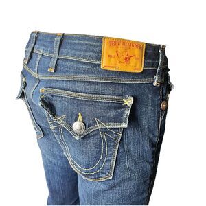 True Religion Jeans Billy Straight Flap 31x31.5 Women's Jeans Dark Wash USA Made